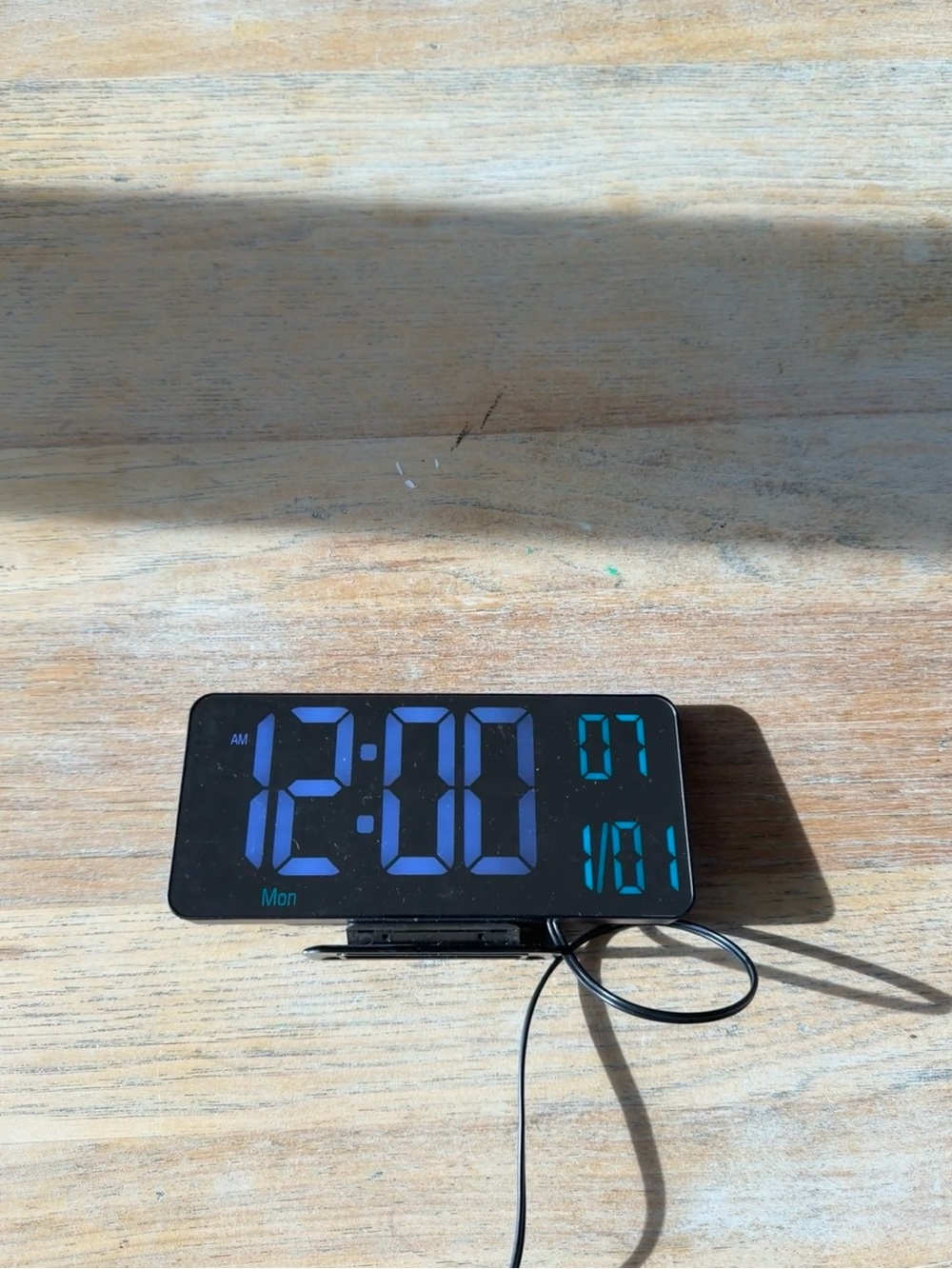 Digital LED Alarm Clock - Black with Blue Display